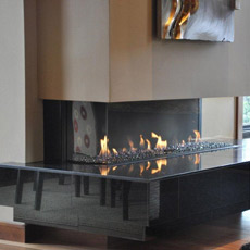 Ortal Three Side Clear 150 Direct Vent Fireplace